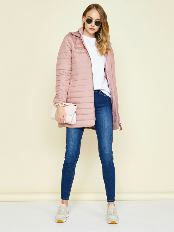 ZOOT.lab Staroružová dámska prešívaná predĺžená zimná bunda s kapucňou ZOOT.lab Molly