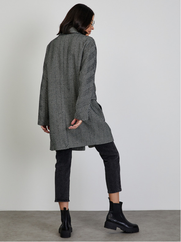 ZOOT.lab Bielo-čierny dámsky vzorovaný zimný kabát ZOOT.lab Sherry