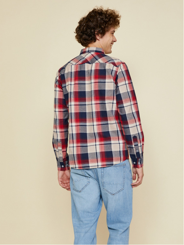 ZOOT.lab Béžovo-červená pánska kockovaná košeľa ZOOT.lab Ota