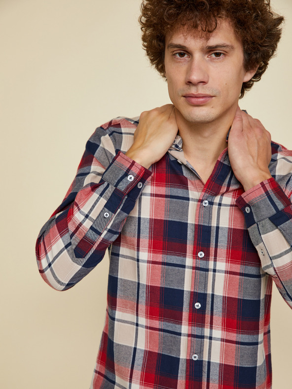 ZOOT.lab Béžovo-červená pánska kockovaná košeľa ZOOT.lab Ota