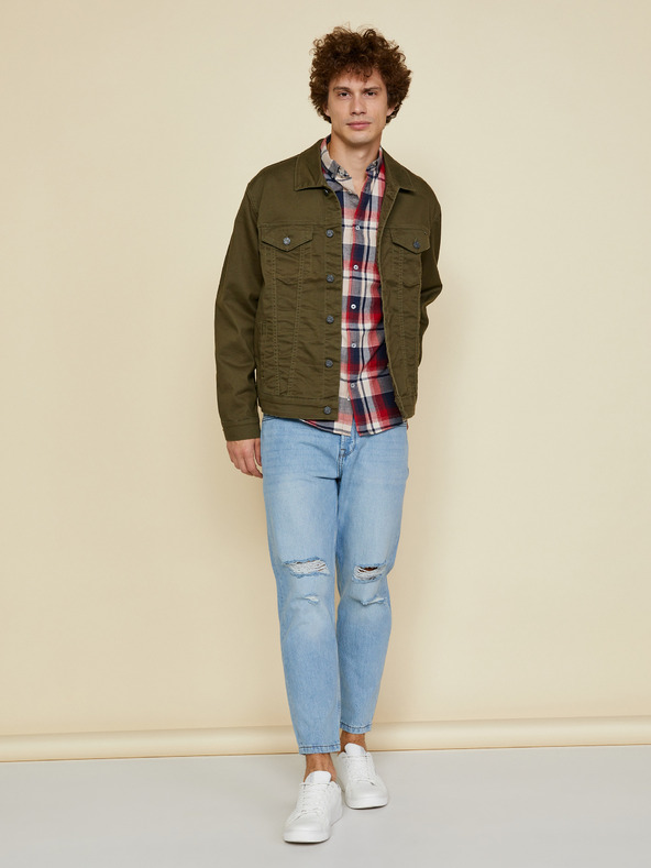 ZOOT.lab Béžovo-červená pánska kockovaná košeľa ZOOT.lab Ota