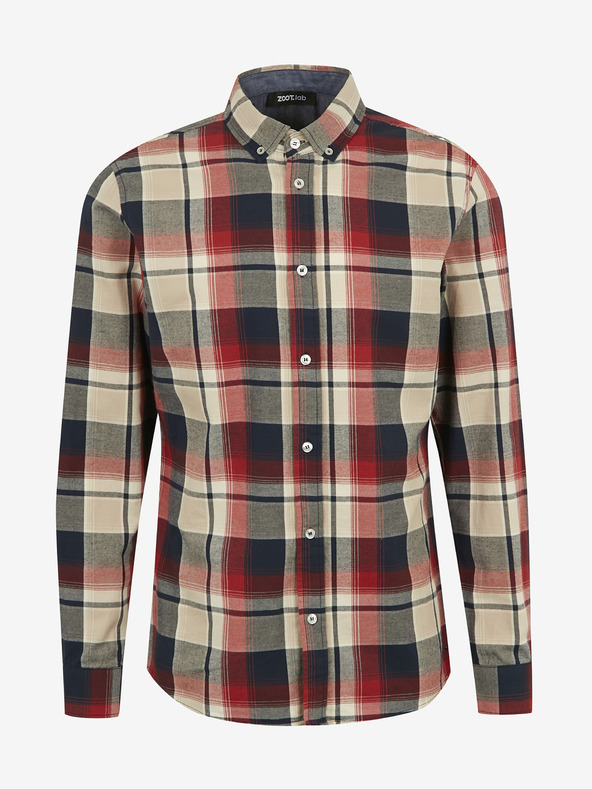 ZOOT.lab Béžovo-červená pánska kockovaná košeľa ZOOT.lab Ota