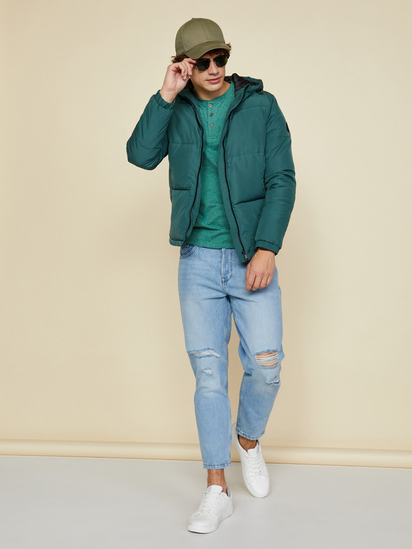 ZOOT.lab Tmavozelená pánska prešívaná zimná bunda s kapucňou ZOOT.lab Clark