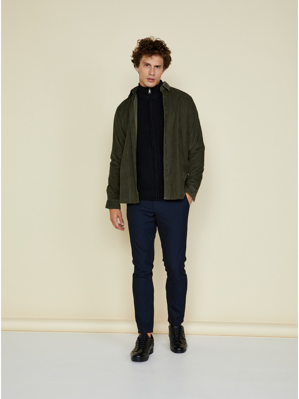 ZOOT.lab Čierny pánsky sveter na zips so stojačikom ZOOT.lab Brad