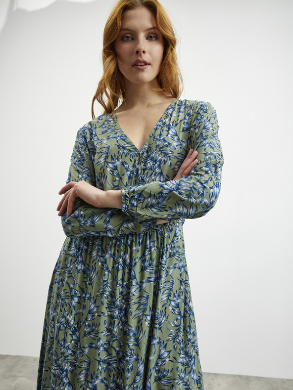 ZOOT.lab Modro-zelené dámske vzorované dlhé šaty ZOOT.lab Eliane