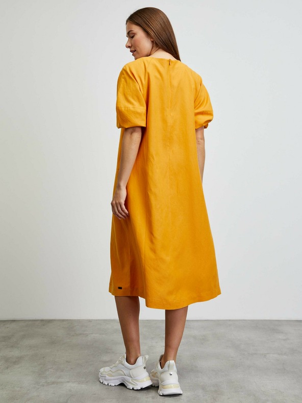ZOOT.lab Oranžové základné šaty s balónovými rukávmi METROOPOLIS by ZOOT.lab Vasilisa