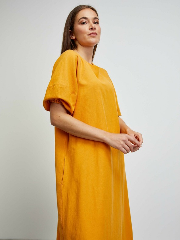 ZOOT.lab Oranžové základné šaty s balónovými rukávmi METROOPOLIS by ZOOT.lab Vasilisa