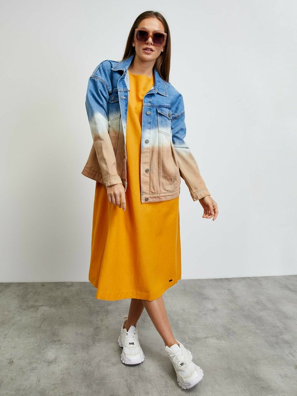 ZOOT.lab Oranžové základné šaty s balónovými rukávmi METROOPOLIS by ZOOT.lab Vasilisa