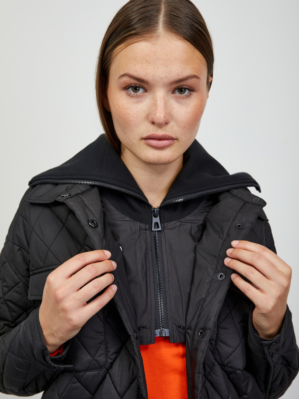 ZOOT.lab Čierny dámsky prešívaný ľahký kabát s golierom ZOOT.lab Sienna