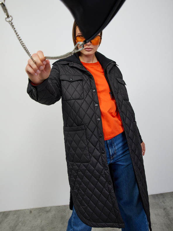 ZOOT.lab Čierny dámsky prešívaný ľahký kabát s golierom ZOOT.lab Sienna