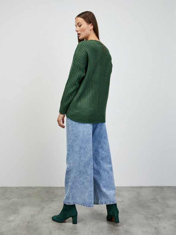 ZOOT.lab Zelený dámsky rebrovaný sveter ZOOT.lab Natacha