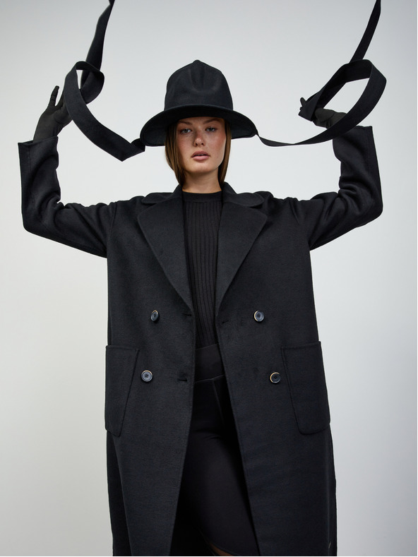 ZOOT.lab Čierny dámsky prechodný kabát s prímesou vlny ZOOT.lab Kalita