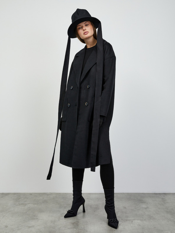 ZOOT.lab Čierny dámsky prechodný kabát s prímesou vlny ZOOT.lab Kalita