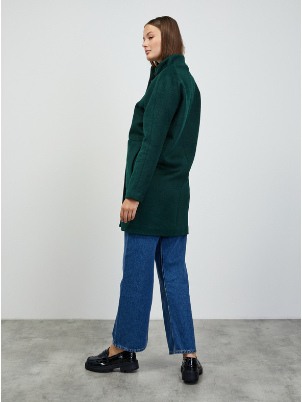 ZOOT.lab Tmavozelený dámsky kabát so zmesou vlny ZOOT.lab Tiffy