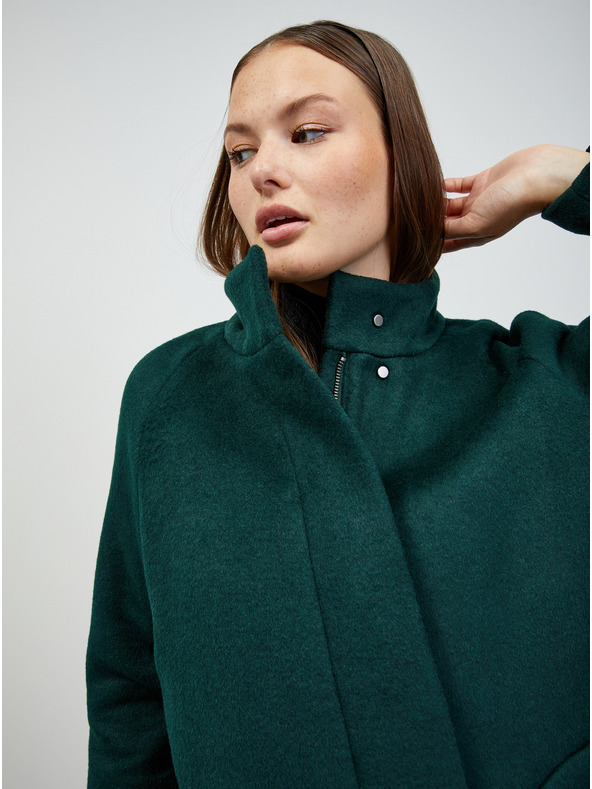 ZOOT.lab Tmavozelený dámsky kabát so zmesou vlny ZOOT.lab Tiffy