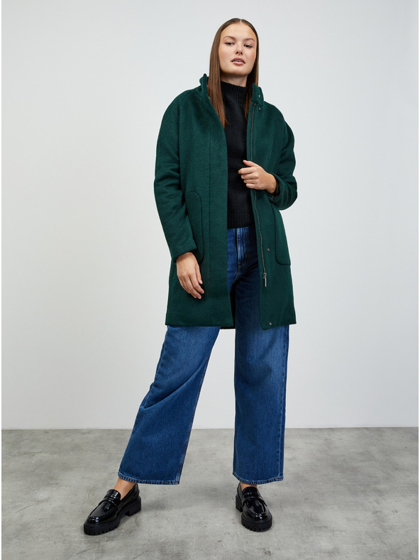 ZOOT.lab Tmavozelený dámsky kabát so zmesou vlny ZOOT.lab Tiffy