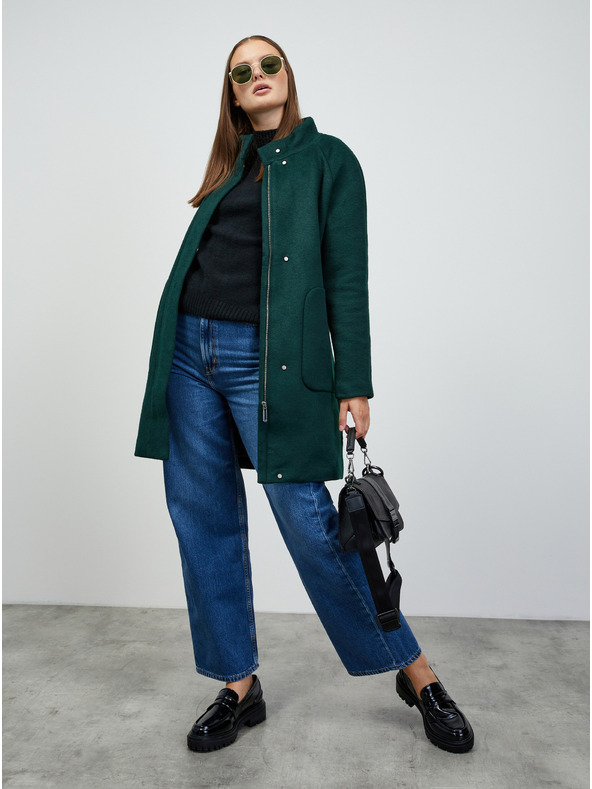 ZOOT.lab Tmavozelený dámsky kabát so zmesou vlny ZOOT.lab Tiffy