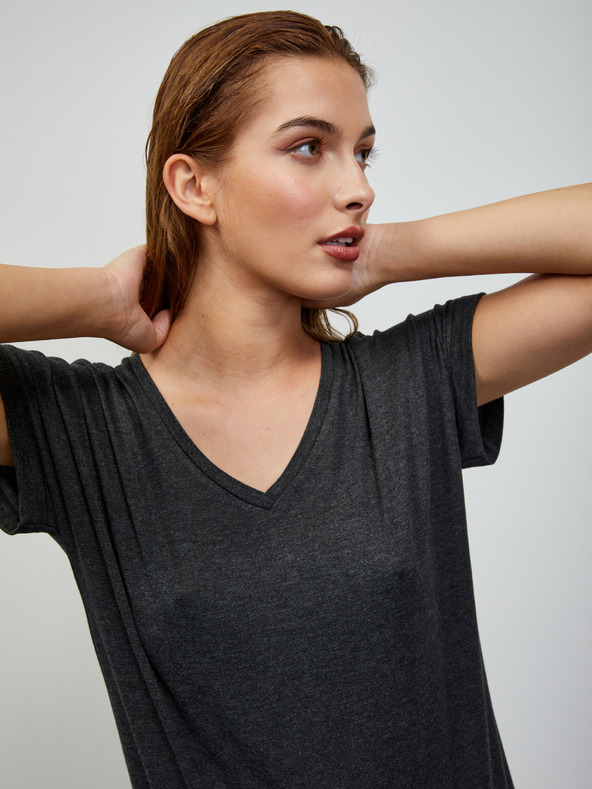 ZOOT.lab Tmavo šedé dámske žíhané základné tričko ZOOT.lab Adriana 4