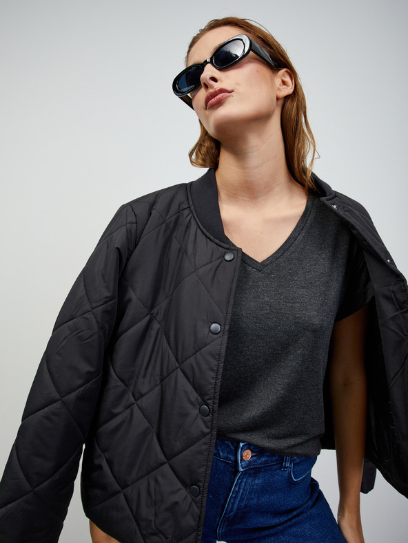 ZOOT.lab Tmavo šedé dámske žíhané základné tričko ZOOT.lab Adriana 4