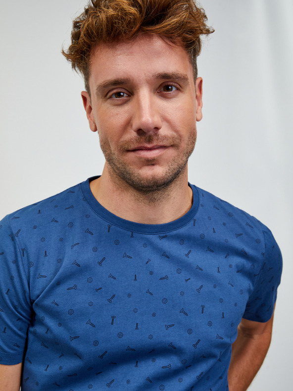 ZOOT.lab Modré pánske vzorované tričko ZOOT.lab Rowan