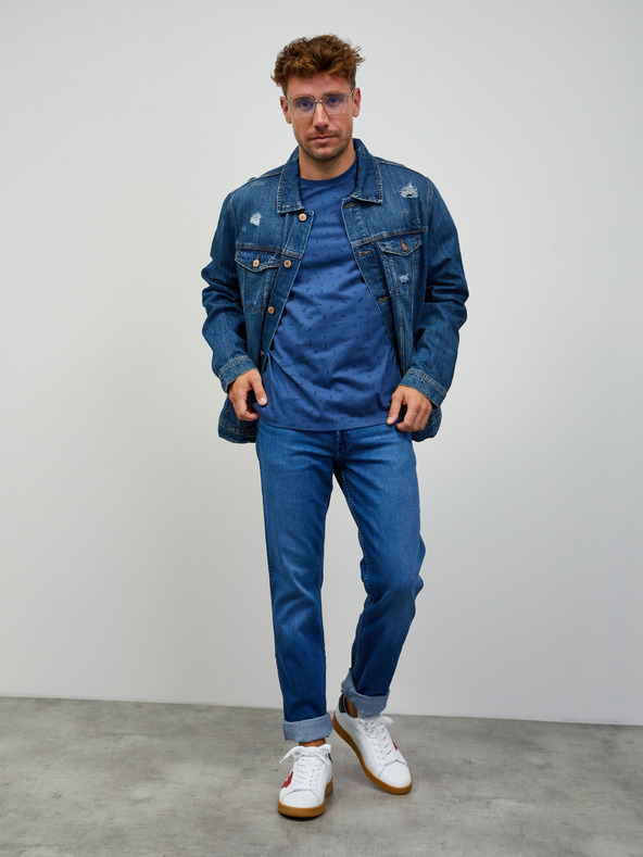 ZOOT.lab Modré pánske vzorované tričko ZOOT.lab Rowan