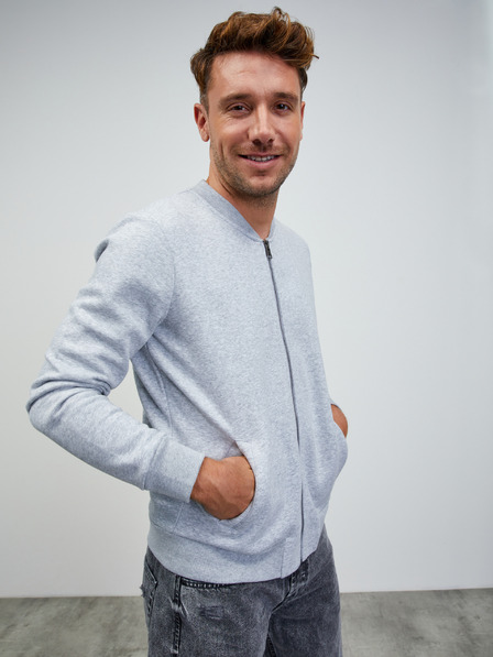 ZOOT.lab Svetlošedá pánska žíhaná základná mikina na zips ZOOT.lab Keanu