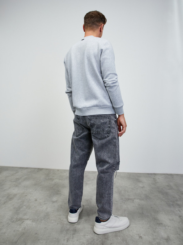 ZOOT.lab Svetlošedá pánska žíhaná základná mikina na zips ZOOT.lab Keanu