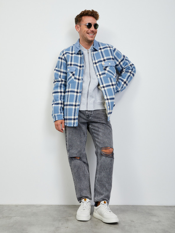 ZOOT.lab Svetlošedá pánska žíhaná základná mikina na zips ZOOT.lab Keanu