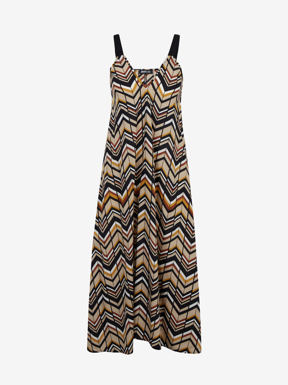 ZOOT.lab Čiernohnedé dámske vzorované midi šaty ZOOT.lab Nichel