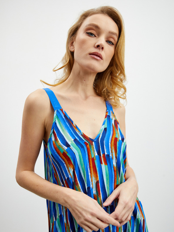 ZOOT.lab Modré dámske vzorované midišaty ZOOT.lab Mari