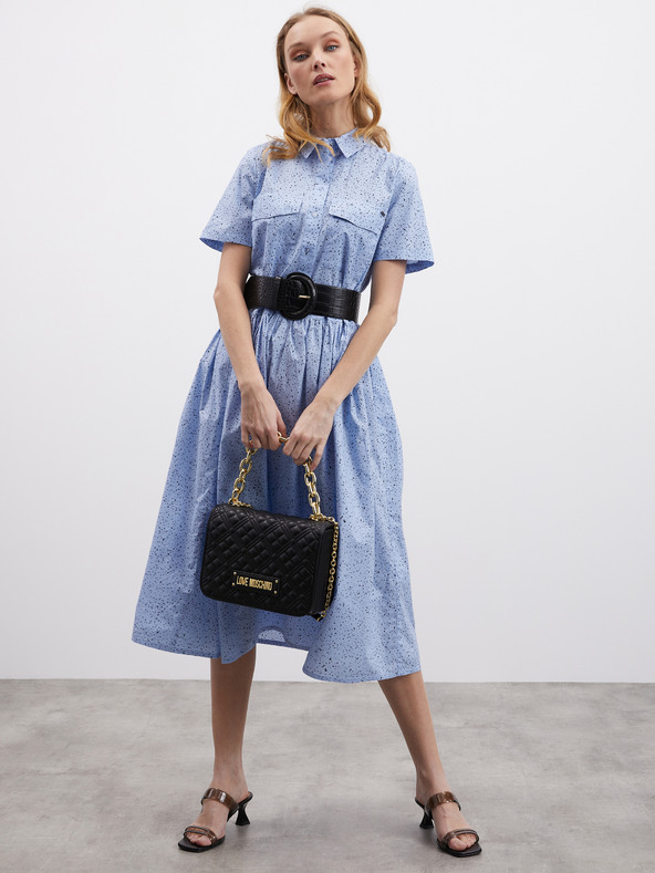 ZOOT.lab Svetlomodré dámske vzorované košeľové midi šaty ZOOT.lab Reed