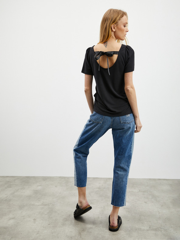 ZOOT.lab Čierne dámske tričko so zaväzovaním na chrbte ZOOT.lab Romy