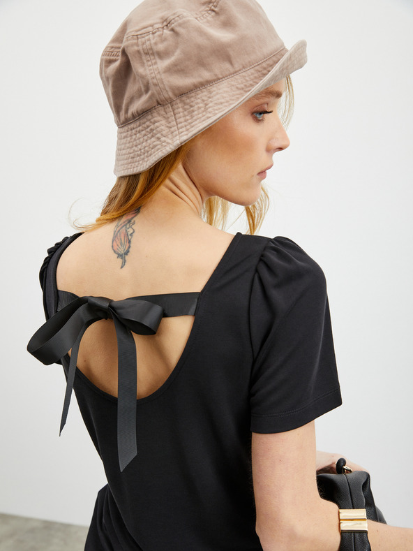 ZOOT.lab Čierne dámske tričko so zaväzovaním na chrbte ZOOT.lab Romy