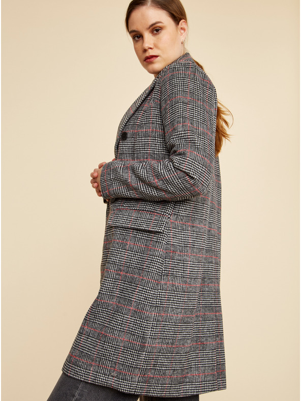 ZOOT.lab Tmavosivý dámsky károvaný zimný kabát ZOOT.lab Gabrielle