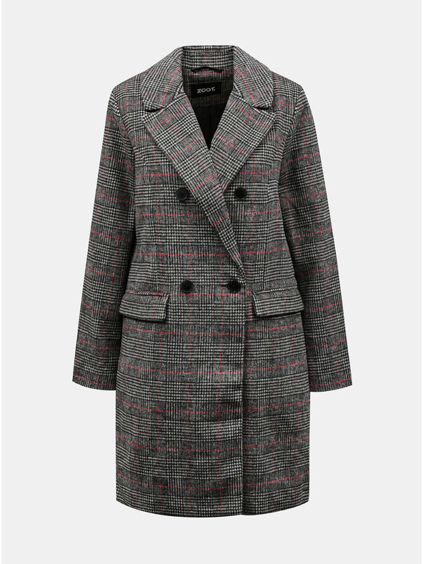 ZOOT.lab Tmavosivý dámsky károvaný zimný kabát ZOOT.lab Gabrielle