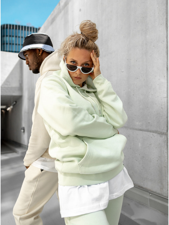 ICOONIC Svetlozelená unisexová základná mikina s kapucňou ICOONIC