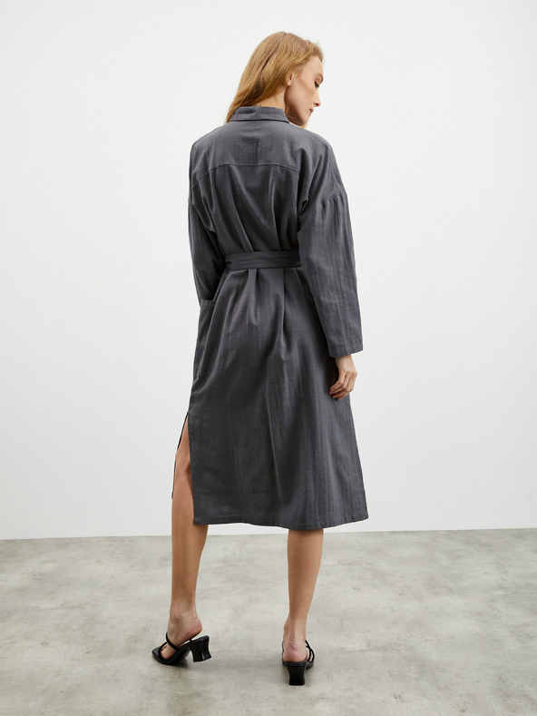 ZOOT.lab Tmavošedé dámske košeľové šaty s plátnom ZOOT.lab Darsha