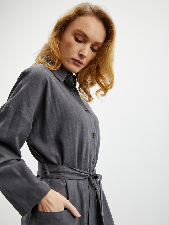 ZOOT.lab Tmavošedé dámske košeľové šaty s plátnom ZOOT.lab Darsha