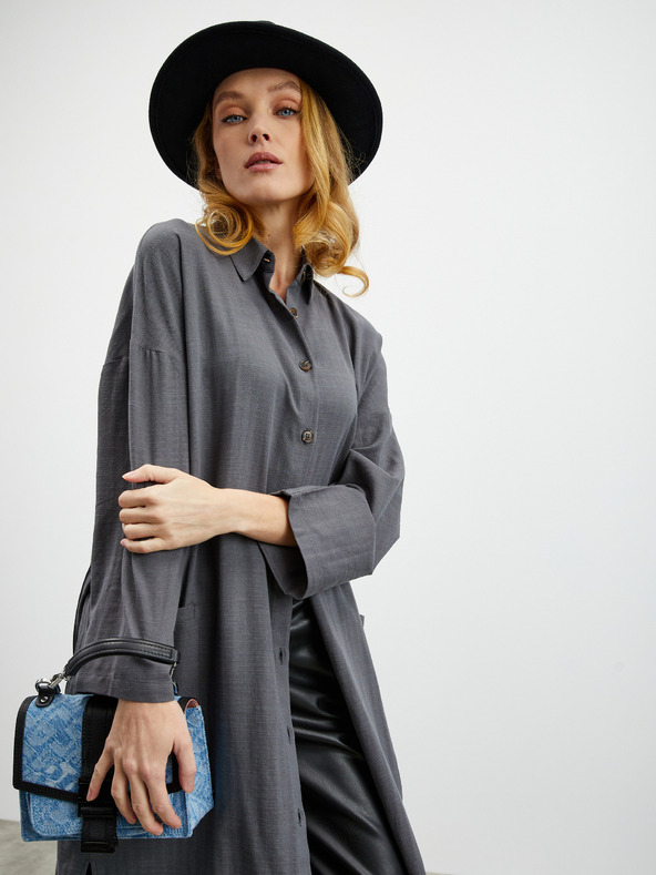 ZOOT.lab Tmavošedé dámske košeľové šaty s plátnom ZOOT.lab Darsha