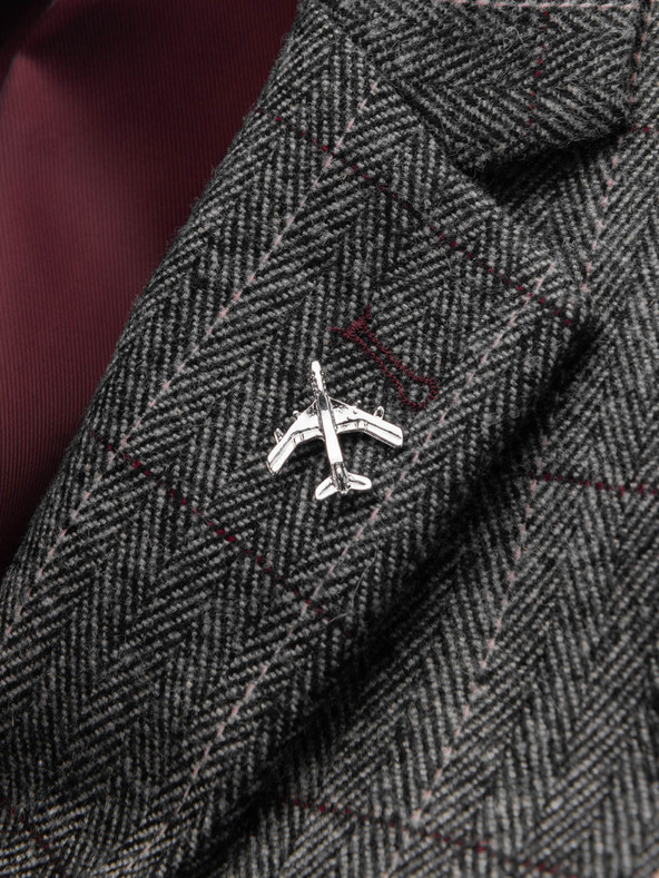 Ombre Clothing Ozdobný kovový špendlík na šaty lietadlo strieborný Ombre Clothing