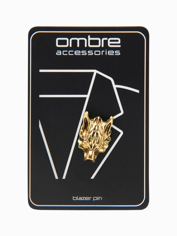 Ombre Clothing Kovová ozdobná vlčia spona na šaty zlatá Ombre Clothing