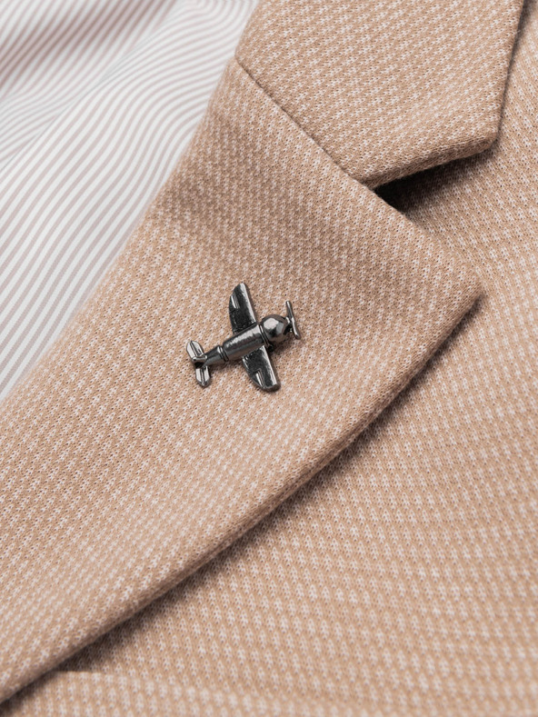 Ombre Clothing Kovový ozdobný špendlík na šaty lietadlo s vrtuľou sivý Ombre Clothing