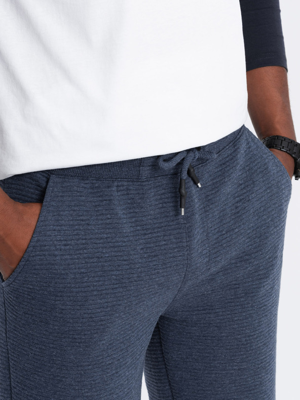 Ombre Clothing Pánske pletené tepláky Ottoman - tmavomodré V1 OM-SRSK-0150 Oblečenie Ombre