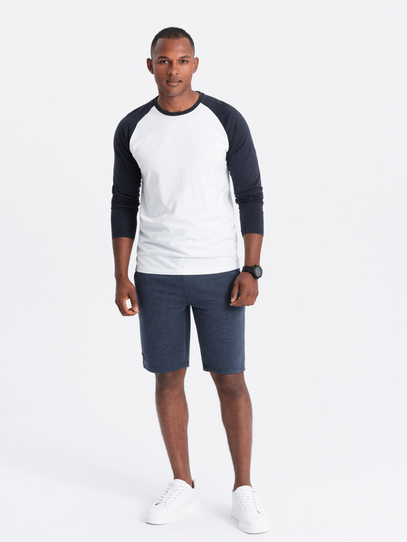 Ombre Clothing Pánske pletené tepláky Ottoman - tmavomodré V1 OM-SRSK-0150 Oblečenie Ombre