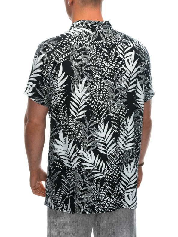 Ombre Clothing Pánske viskózové vzorované tričko s krátkym rukávom OM-SHPS-0113 Ombre Clothing čierna