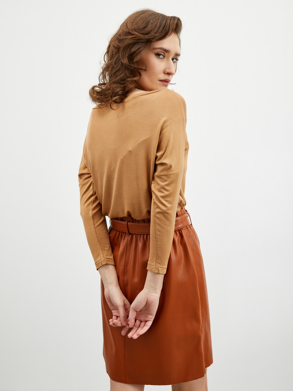 ZOOT.lab Béžové dámske voľné základné tričko s trojštvrťovým rukávom ZOOT.lab Leticia