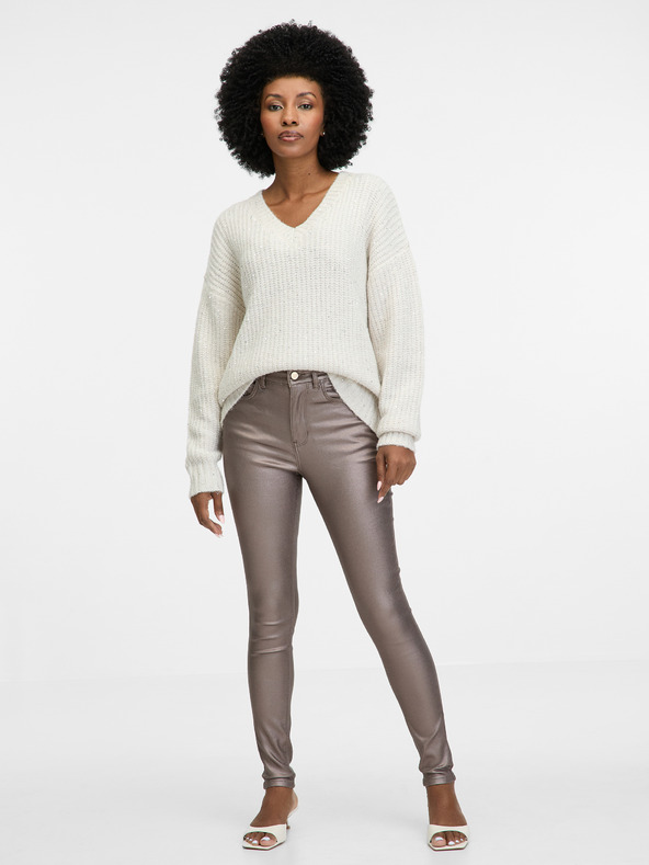 Orsay Béžové dámske džínsy úzkeho strihu ORSAY