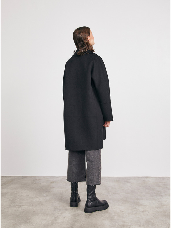 ZOOT.lab Čierny dámsky kabát s vlnou METROOPOLIS by ZOOT.lab Kandis