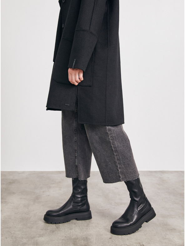 ZOOT.lab Čierny dámsky kabát s vlnou METROOPOLIS by ZOOT.lab Kandis