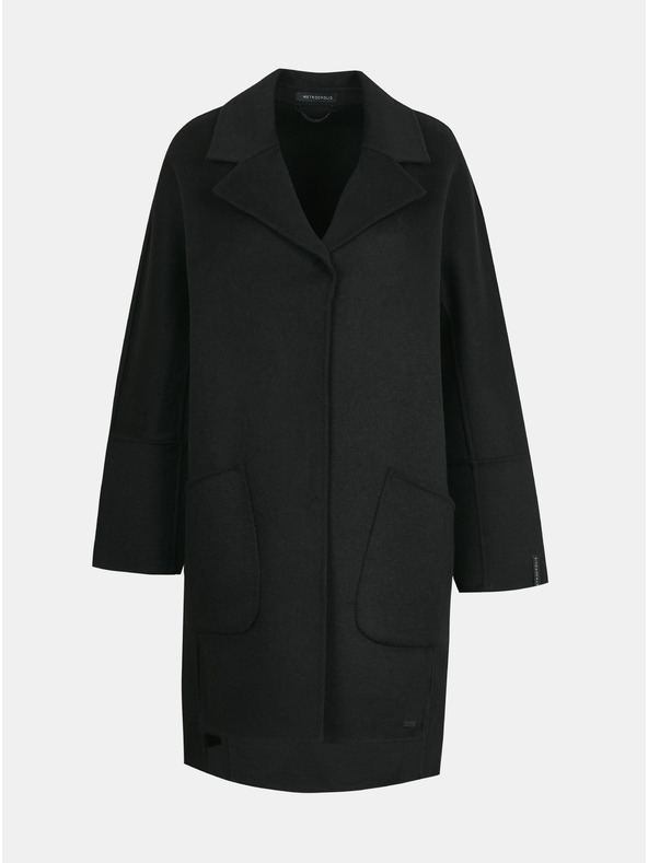ZOOT.lab Čierny dámsky kabát s vlnou METROOPOLIS by ZOOT.lab Kandis